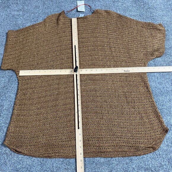 Catherines Womens Top 2X Plus Brown Loose Knit Plus Petite NEW - Picture 5 of 7